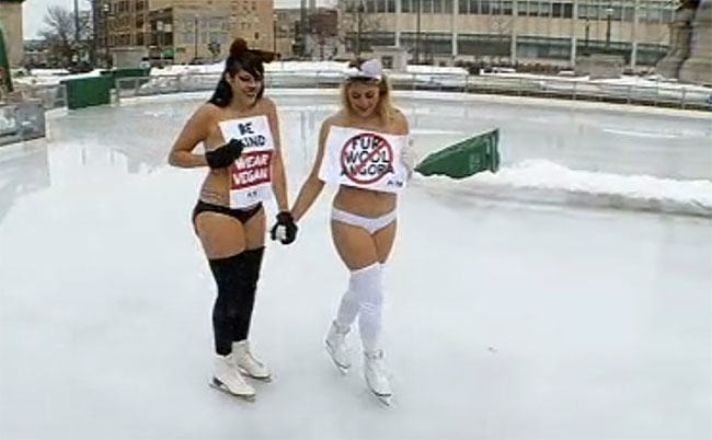 fur in the news3, peta, protest, protesters, naked girls, activism