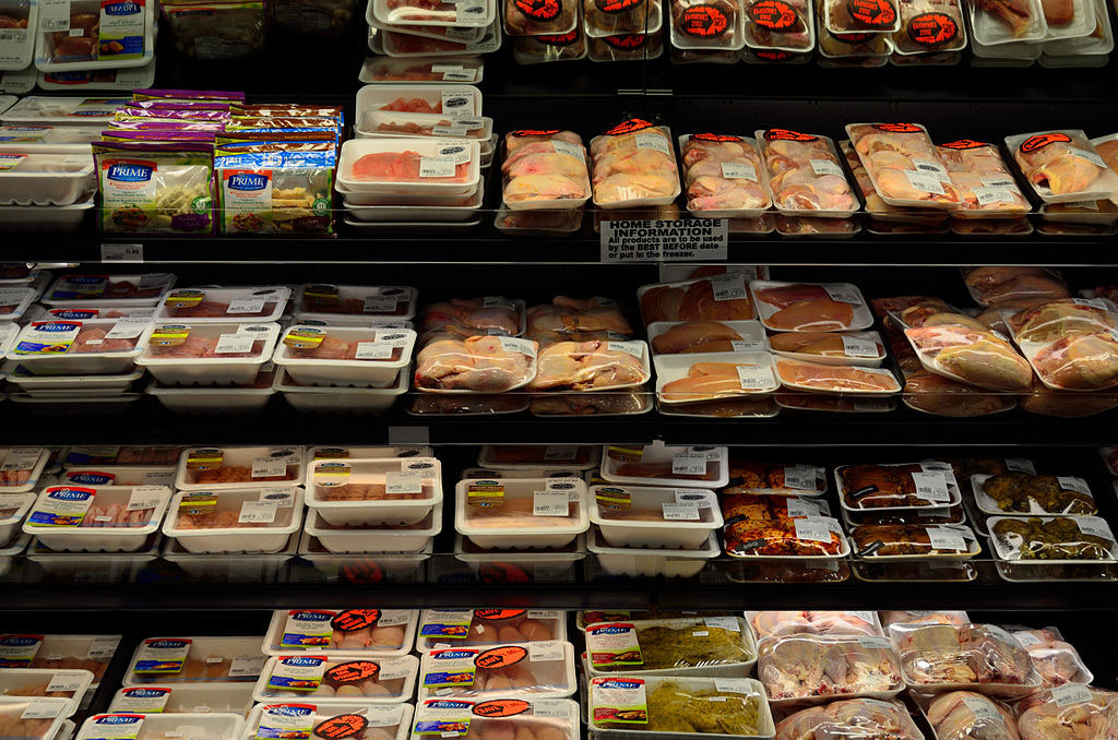 processed meat in supermarket